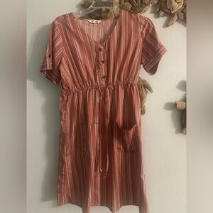 Striped Button-Down Dress with Pockets